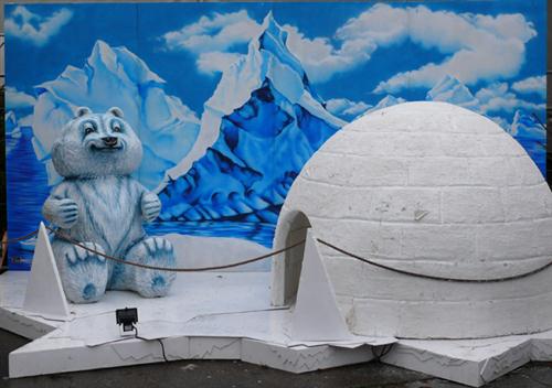 Eiswelt mit Iglu und Eisbär , Winter Weihnachten Dekoration , Weihnachtsmarkt