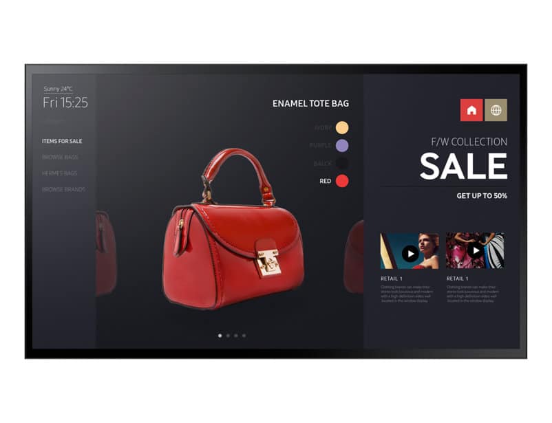 Samsung SmartSignage PM55F-BC 55'' Multi-Touch-Display mieten – 10 Punkte, inkl. Wandhalterung