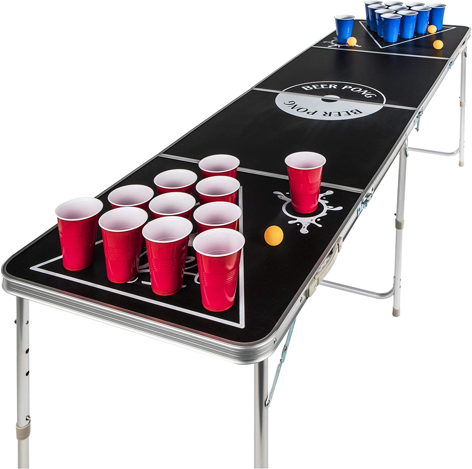Bier-Pong Tisch inkl. 3 Spielbällen & 22 Plastikbechern (Länge 240cm x Breit 60cm x Höhe 70