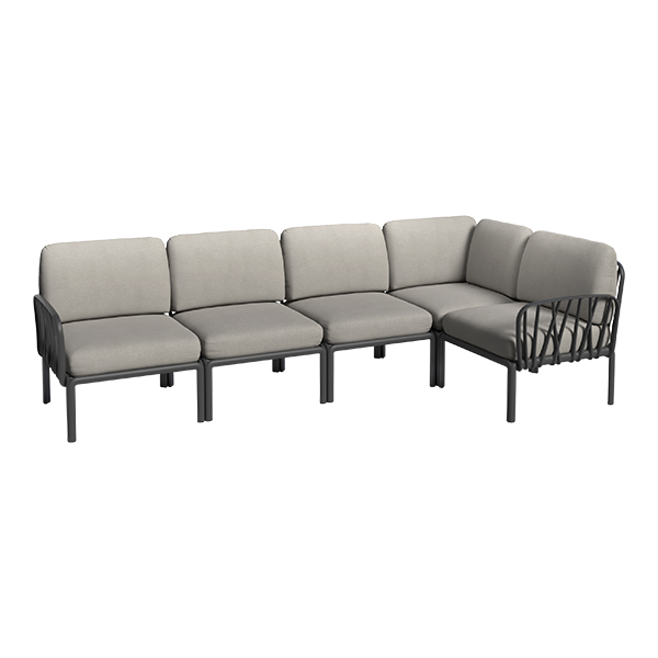 Loungesofa 5-Sitzer Komodo anthrazit mit Kissensatz grau mieten