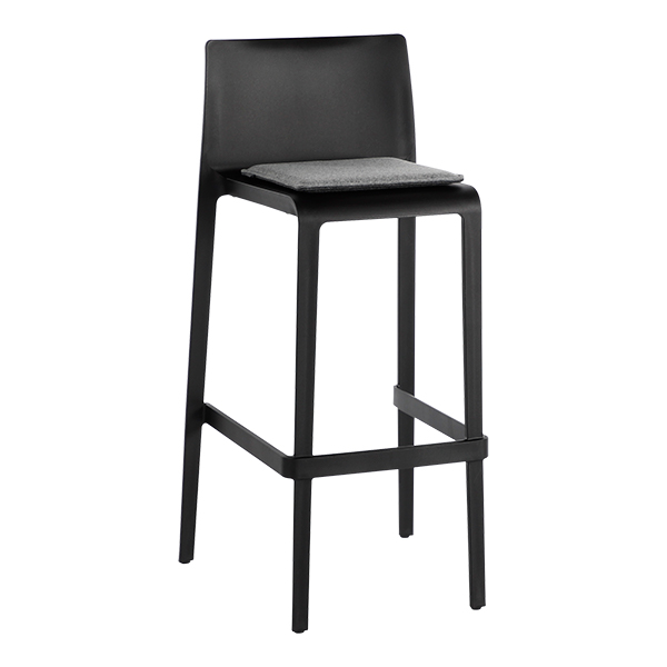 Barhocker Volt 678 schwarz mit Sitzkissen grau/anthrazit mieten