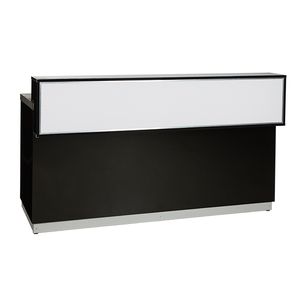 Sekttheke schwarz L200*T83*H115 cm mit CNS Deckblatt mieten