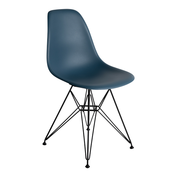 DSR Eames Plastic Chair schwarz Sitz meerblau mieten