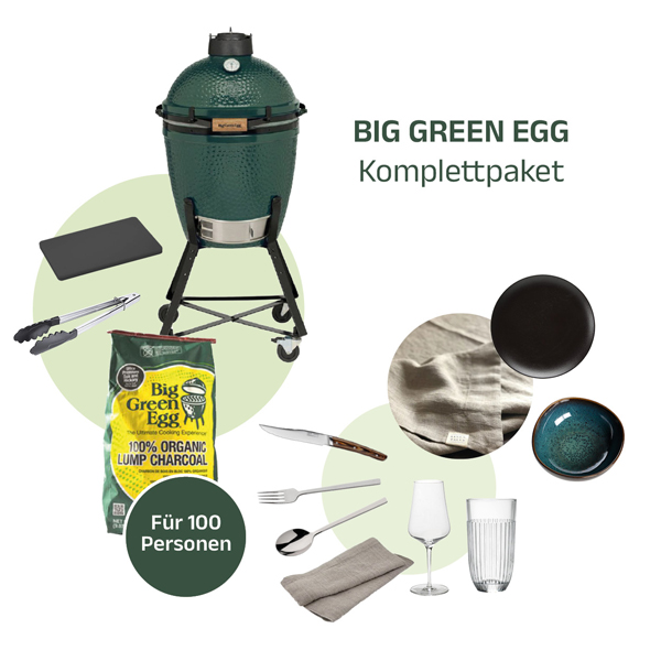 Komplett-Set Big Green Egg & Grilltafel für 100 Personen mieten