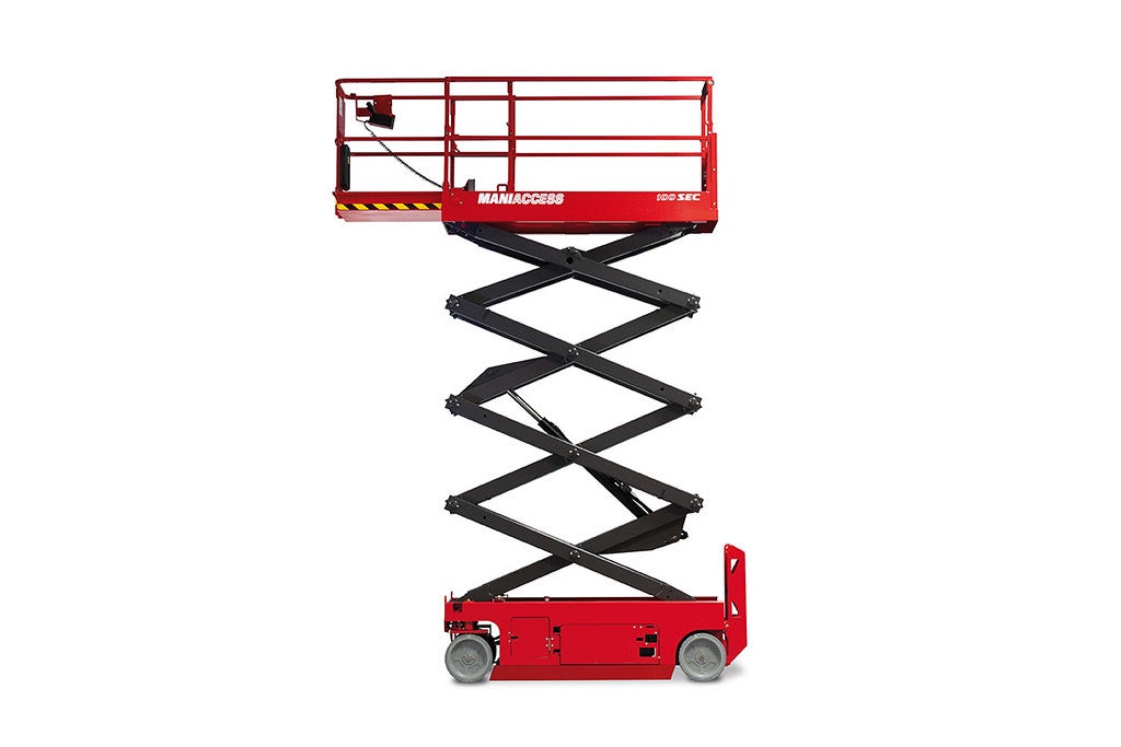 Elektro-Scherenbühne mieten – MANITOU 100 SEC, Arbeitshöhe 9,92 m, Breite 0,81 m