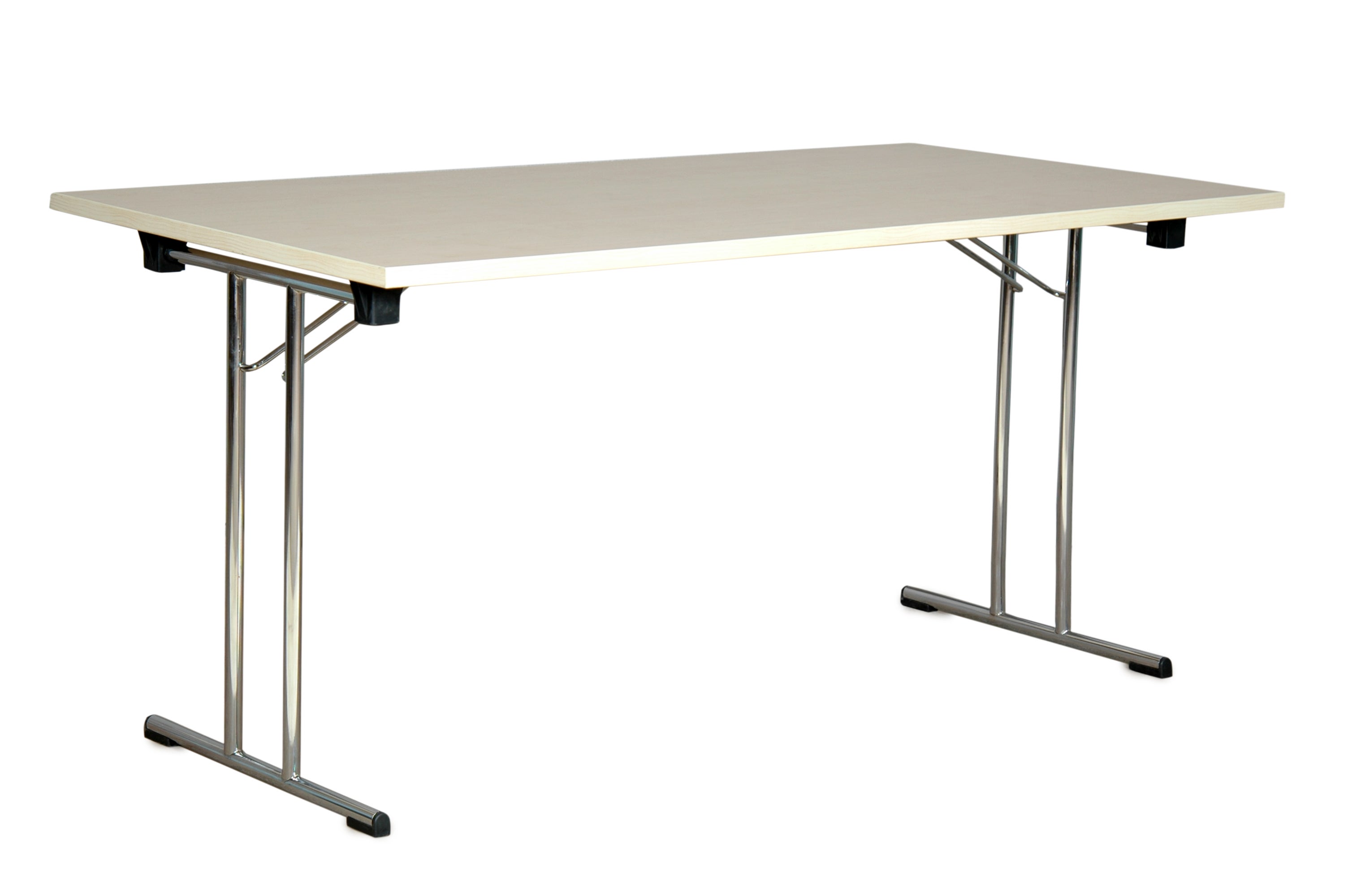 Konferenztisch mieten - weiß, 120x80 cm, Premium mit Chrom-T-Fuß