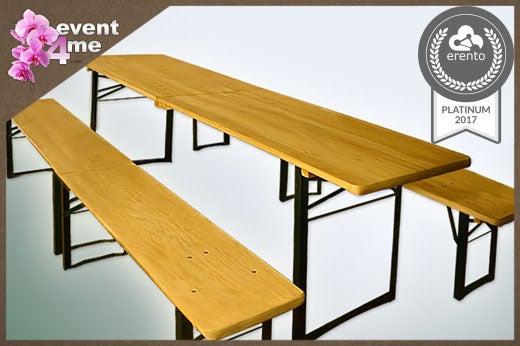 Klappbare Bierzeltgarnitur 220 × 50 cm mieten – passt in fast jeden Kofferraum
