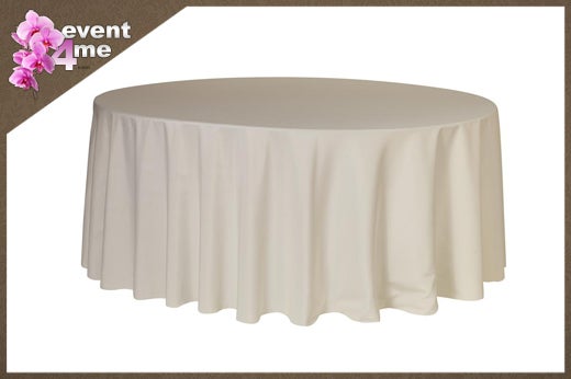 Tischdecke rund Ø 300 cm weiß mieten – Bankett-Tischtuch inkl. Set-Angebot