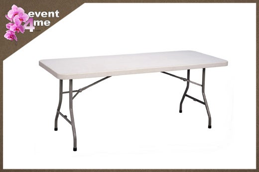 Rechteckiger Banketttisch 183 × 76 cm mieten – für bis zu 8 Personen, Tischdecken zubuchbar