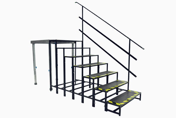 Bühnenpodest mieten – BÜTEC Steckbeinpodest 2 m × 1 m, innen & außen – 2