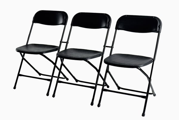 Klappstuhl mieten – Samsonite Standard, schwarz, stapelbar für Events & Konzerte
