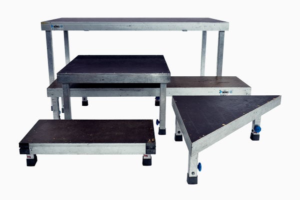 Bühnenpodest mieten – BÜTEC Steckbeinpodest 2 m × 1 m, innen & außen