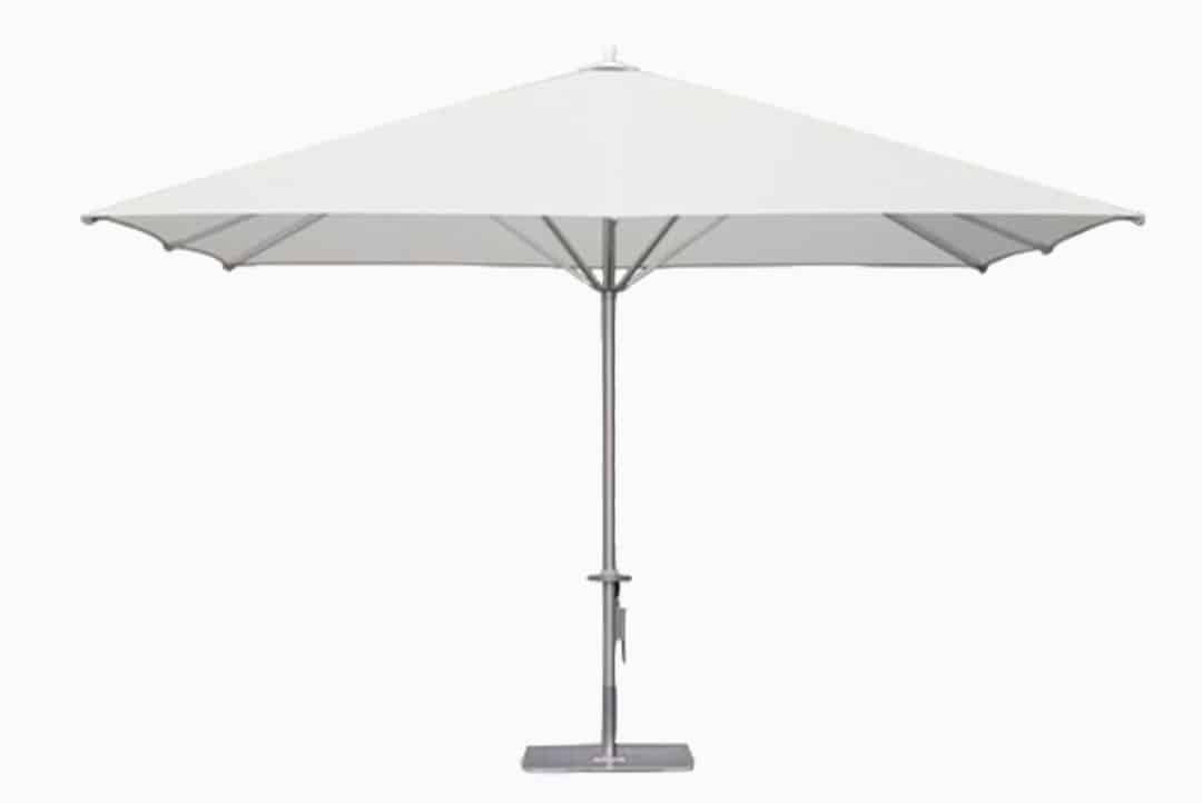 Sonnenschirm mieten – eckig 4 m, weiß, für Stehtische & Festzeltgarnituren