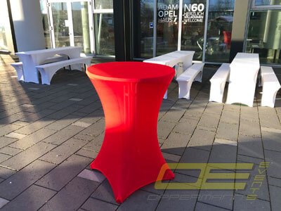 Stehtische mit Hussen & LED-Beleuchtung mieten bei Oppermann Events