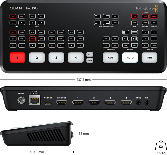 Blackmagic ATEM Mini Pro ISO Bildmischer mieten bei LSD Ton- & Lichtverleih