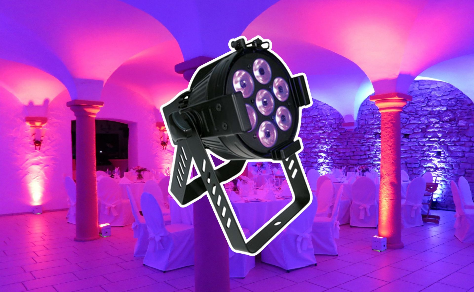 LED Floorspot Mini Multi PAR 7*4W mieten bei LSD Ton- & Lichtverleih