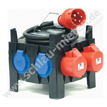 CEE 32A Verteiler sw mit Sicherungen IP44 mieten bei Schlau-Mieten.de