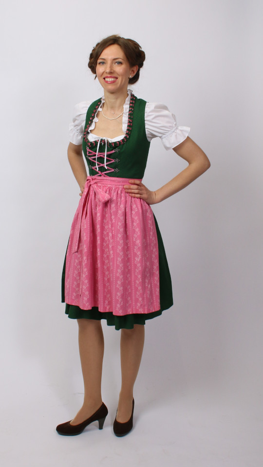Dirndl – Dunkelgrün – Damen (Dirndl, Schürze und Bluse) mieten