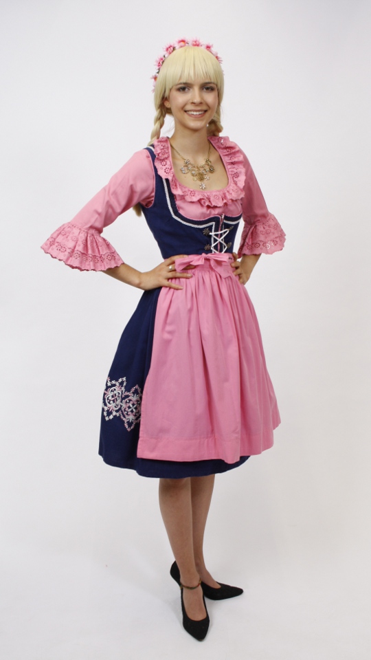 Dirndl – Blau-Rosa – Damen (Dirndl, Schürze und Bluse) mieten