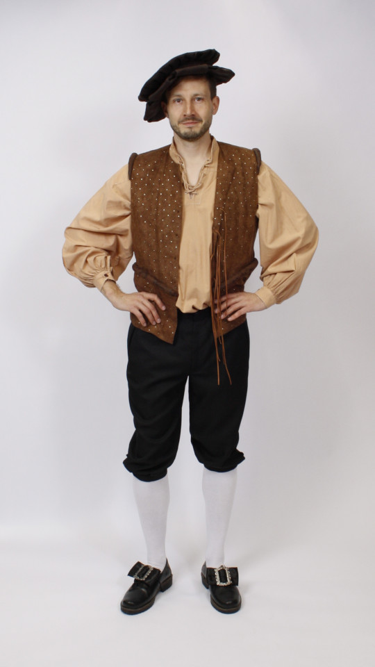 Gautschen – Packer – Mittelalter Outfit – Braun (Hemd und Barett) mieten