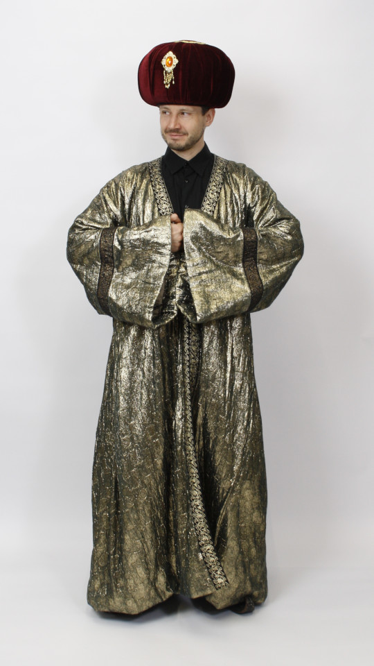 Inder – 1001 Nacht – Aladin – Sinbad Outfit – Gold (Kaftan, Hemd und Turban) mieten
