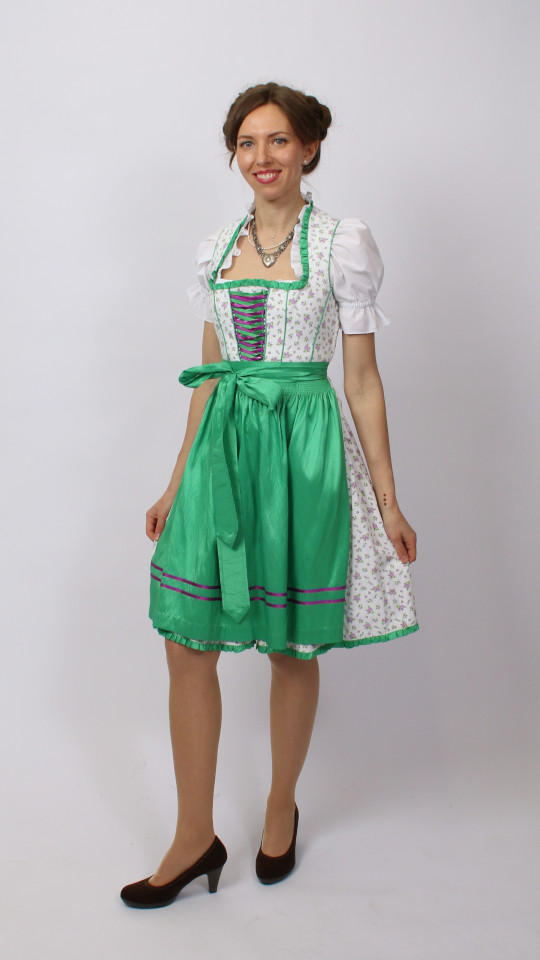 Dirndl – grünblumig – Damen (Dirndl, Schürze und Bluse) mieten