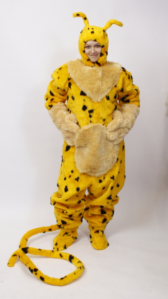 Marsupilami – Zeichentrickfigur Outfit (Overall mit Kapuze, Handschuhe und Gamaschen) miet