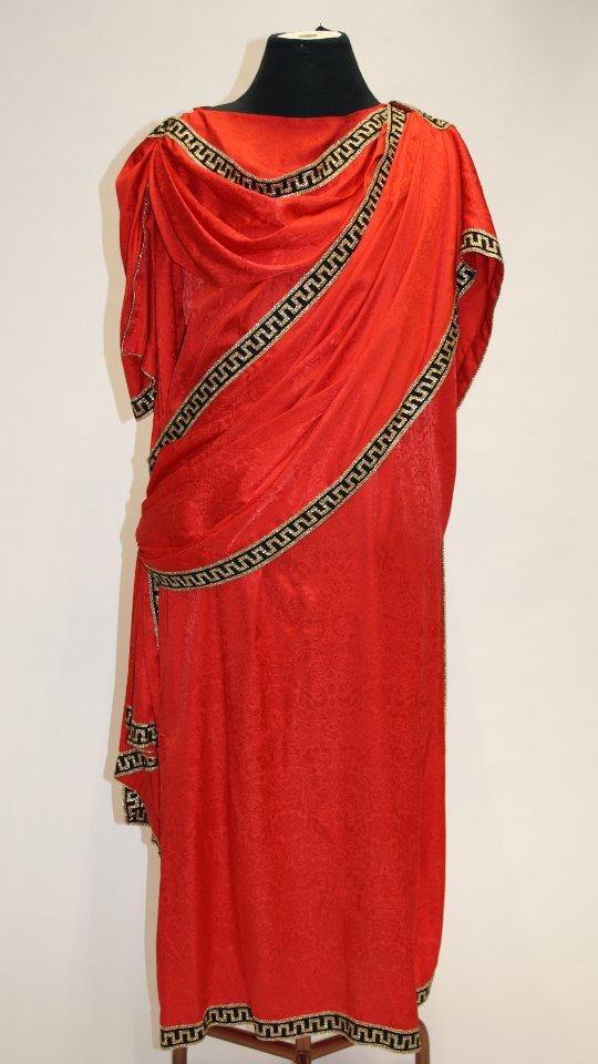 Römer Outfit – Rot (Toga und Lorbeerkranz) mieten