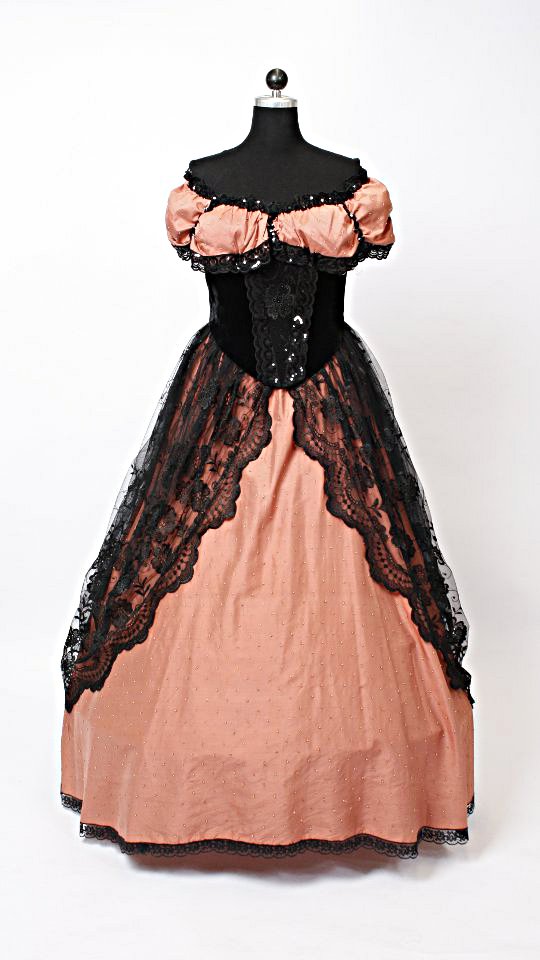 Sissikleid – Ballkleid – Rokoko Outfit in Kupfer (Kleid, Reifrock und Kette) mieten