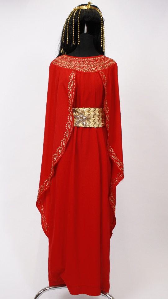 Cleopatra – Ägypterin Outfit – Rot-Gold (Kleid, Gürtel und Schlangenstirnband) mieten
