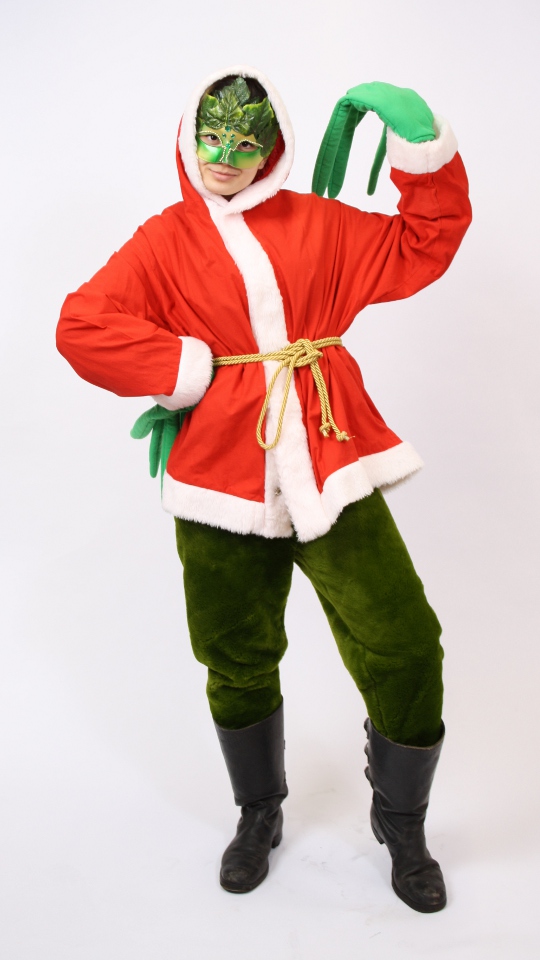 Grinch Outfit – Weihnachten (Jacke, Hose, Kordel, Handschuhe und Ledergamaschen) mieten
