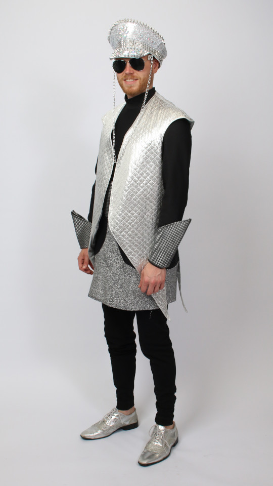 Space Outfit 2 (Weste, Rock, Glitzerkappe und Manschetten) mieten
