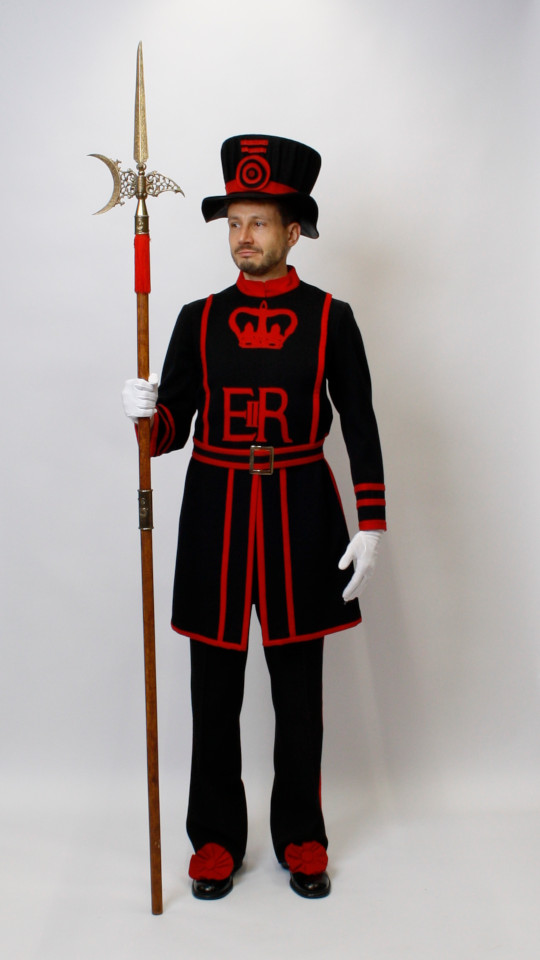 Beefeater – Yeoman Warders – Königliche Leibgarde Outfit (Jacke, Hose, Gürtel, Zylinder, H