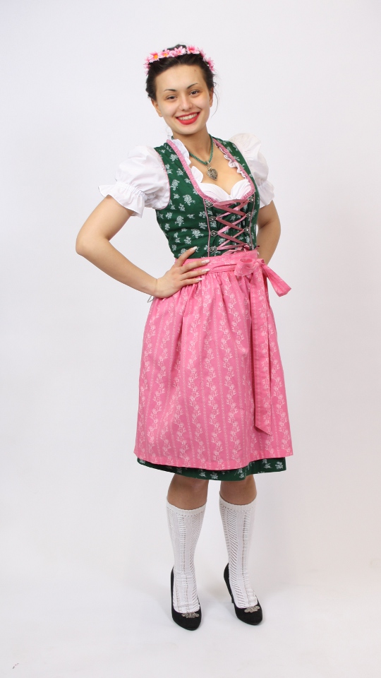 Dirndl – Rosa-Grün – Damen (Dirndl, Schürze und Bluse) mieten