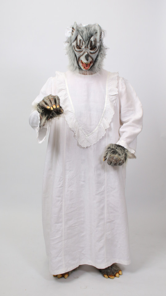 Halloween – Wolf Outfit (Kaftan, Wolfskopf, Handschuhe und Füßlinge) mieten