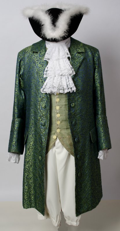Rokoko Outfit Grün (hellgrüne Weste und Jabot) mieten