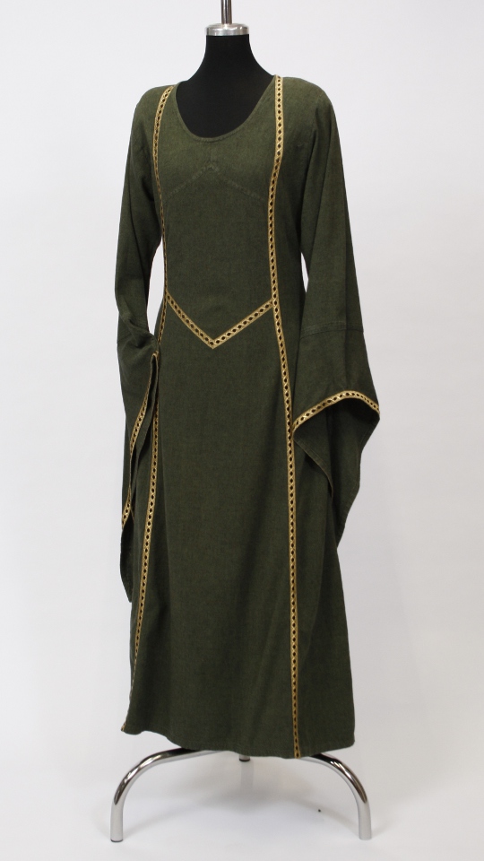 Mittelalter – Ratsherrenball Outfit – Damen – Grün (Kleid, Stirnband und Tasche) mieten