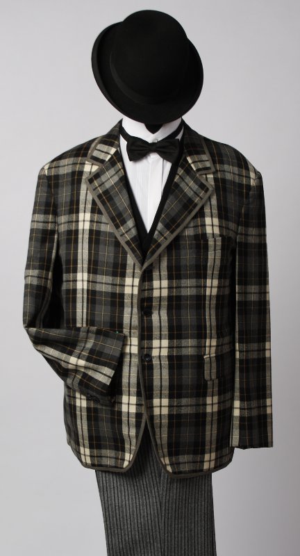 Jahrhundertwende – Biedermeier Outfit – Herren – Kariert (Hemd, Manschettenknöpfe und Flie