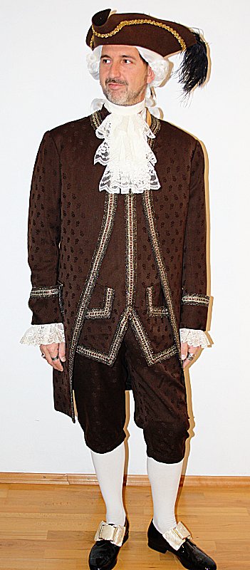 Rokoko – Karneval in Venedig Outfit – Braun (Weste und Jabot) mieten