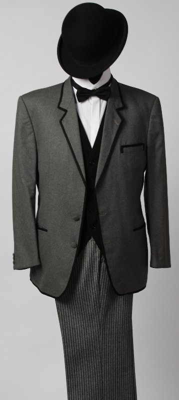 Jahrhundertwende – Biedermeier Outfit – Herren – Grau (Hemd, Manschettenknöpfe und Fliege)