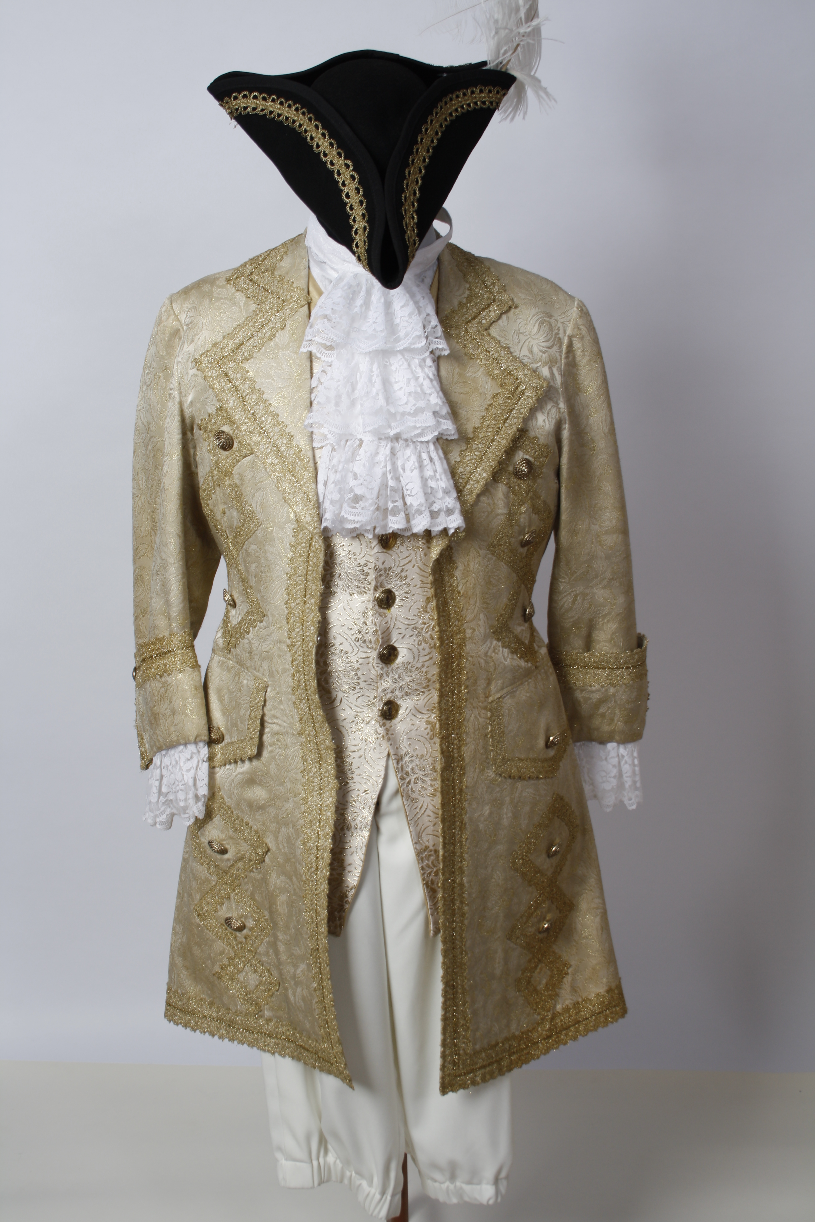 Rokoko Outfit Beige (Weste und Jabot) mieten
