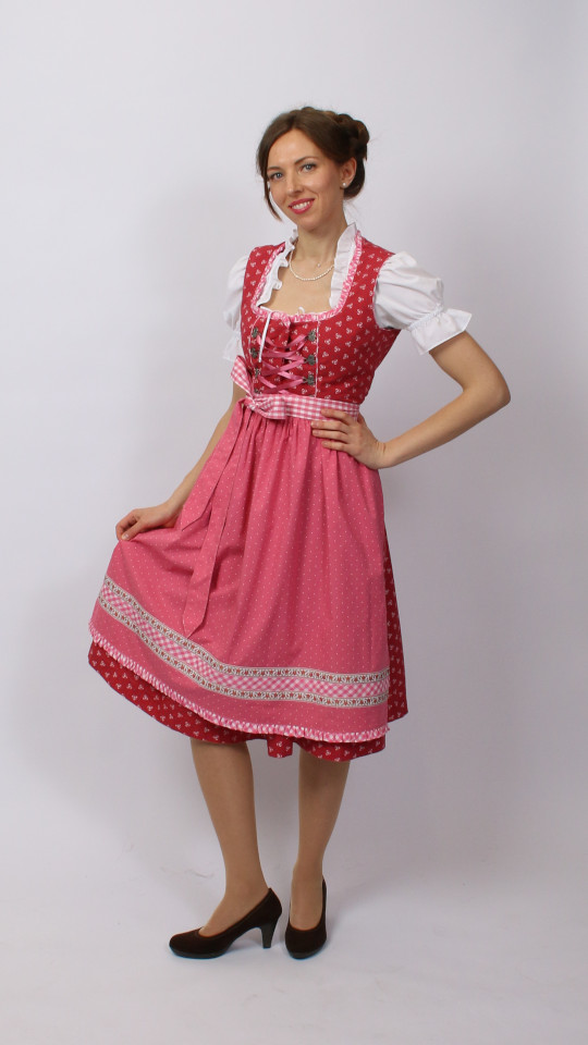 Dirndl – Rosa-Rot – Damen (Dirndl, Schürze und Bluse) mieten