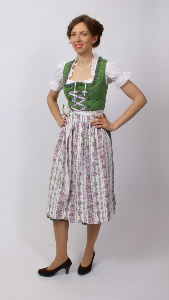 Dirndl – Grün-Rosa – Damen (Dirndl, Schürze und Bluse) mieten