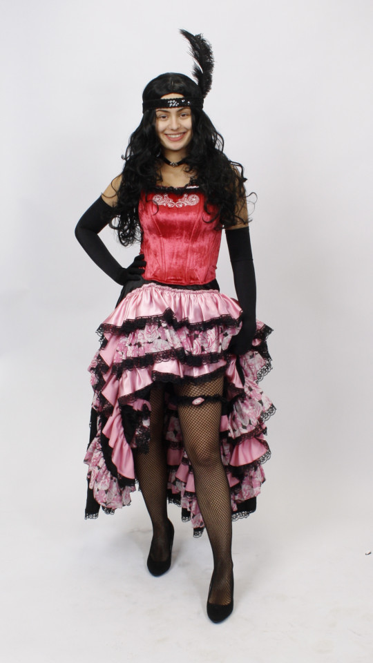 Moulin Rouge – 20er Jahre Outfit – Pink (Corsage, Rock und Handschuhe) mieten