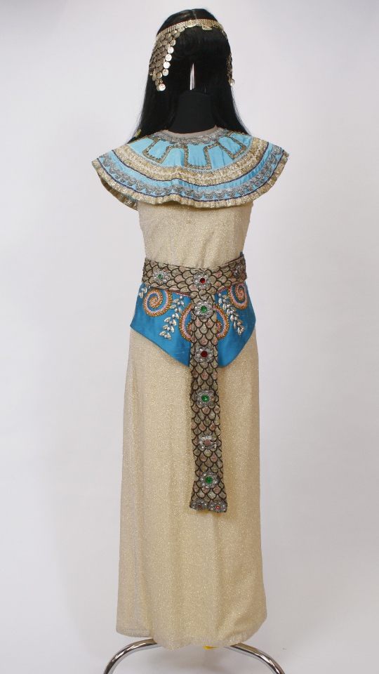 Cleopatra – Ägypterin Outfit – Beige-Türkis (Kleid, Kragen, Gürtel und Metallkopfbedeckung