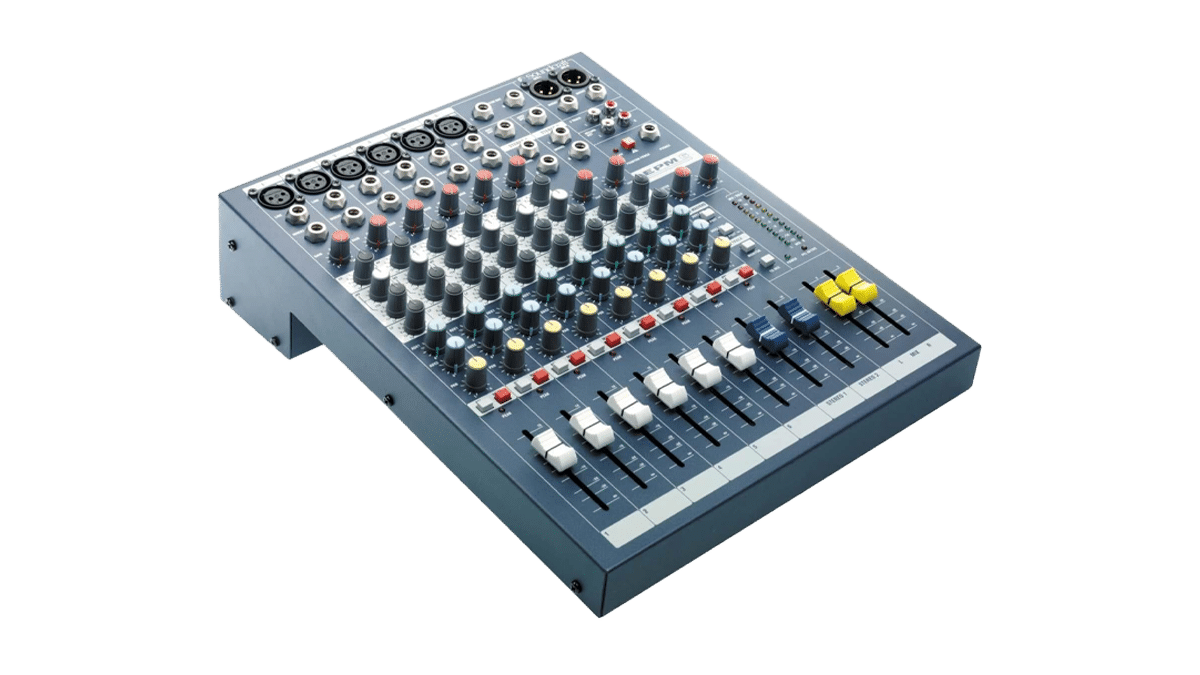 Soundcraft – EPM 6 Mixer, 6x Mono-, 2xStereokanal, 2xAux, 48V mieten bei Tecstage