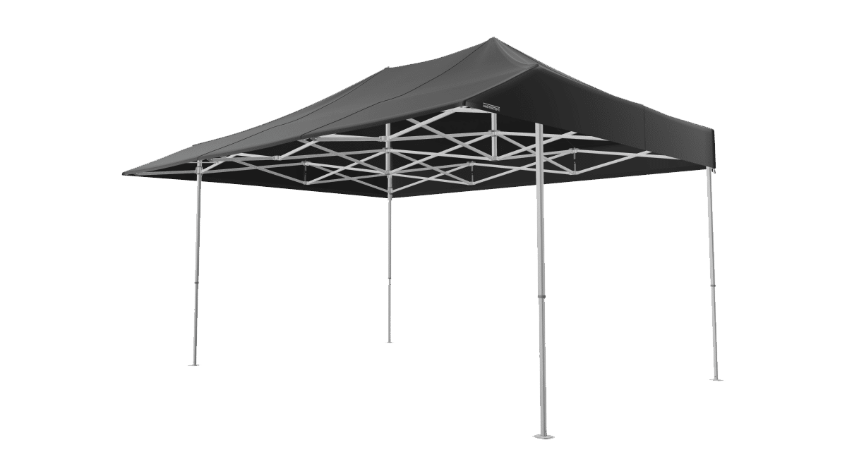 Master Tent – Pagode 4,5m x 3,0m | schwarz | Serie 50 mit Vordach mieten bei Tecstage