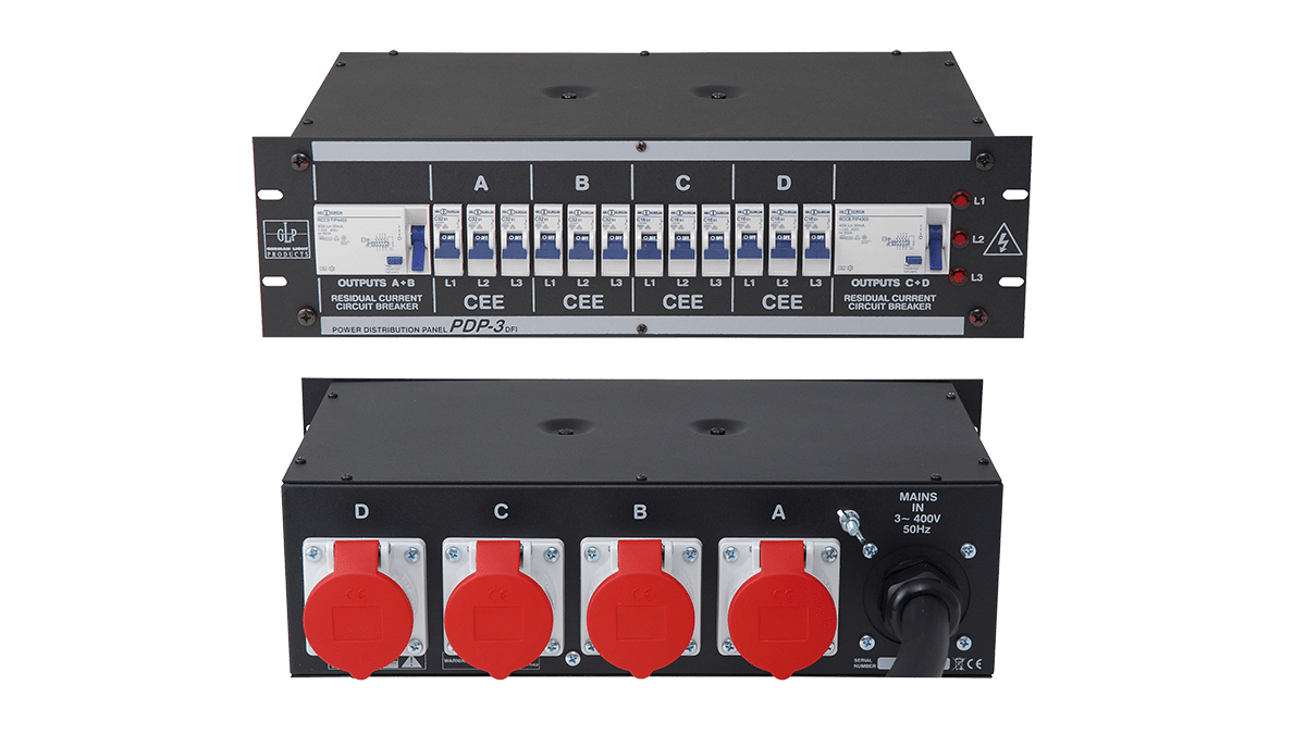 GLP – PDP-3 | 32A Stromverteiler, 4x CEE 16A Ausgänge, FI mieten bei Tecstage