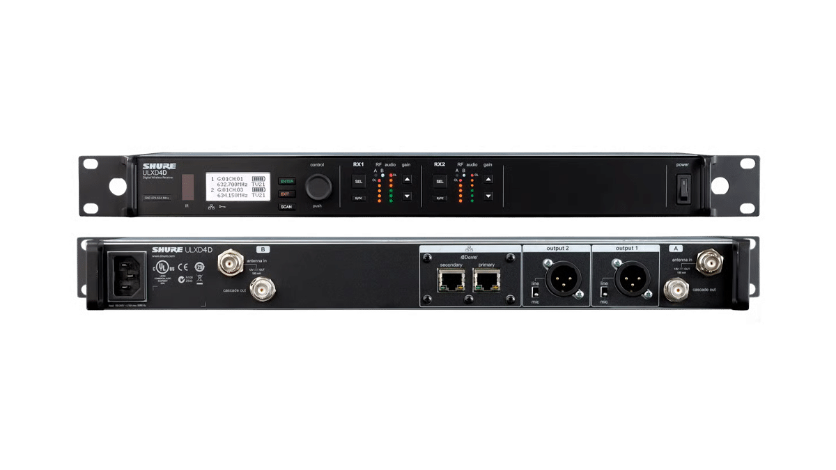 Shure – ULXD4DE-H51 Doppelempfänger 534-598 MHz mieten bei Tecstage