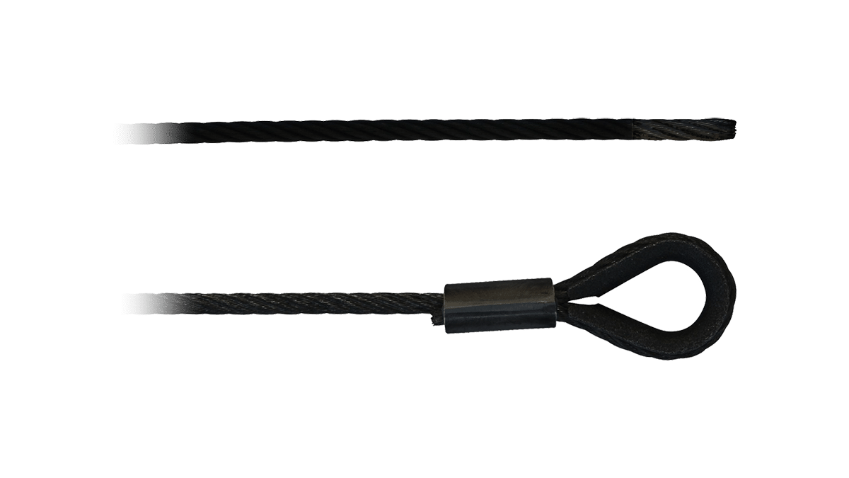 Stahlseil – 10m / Ø 8mm / Anschlagseil einseitige Kausche 35mm / schwarz mieten mieten bei Tecstage